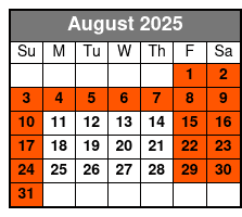 SeaWorld San Antonio & Aquatica San Antonio 2 Day Flex Ticket August Schedule
