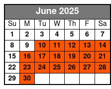 Legends in Concert Gold Seating June Schedule
