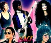 The image features five musicians in 1980s-style clothing against a vibrant neon background with the text Back to the 80s